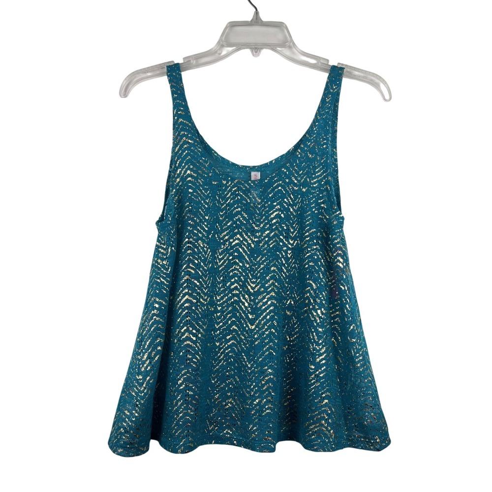 Y2K McBling Turquoise Gold Metallic Crochet Tank Top Boho Festival Beach